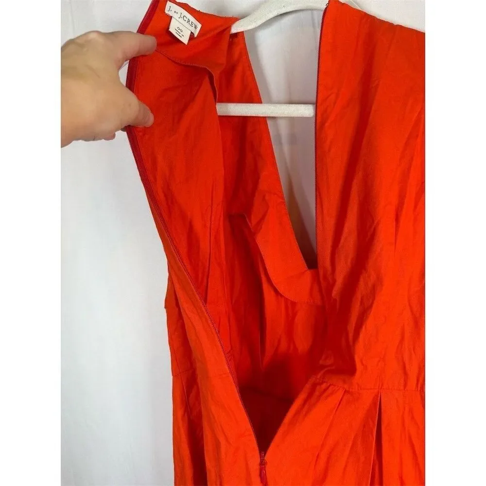 J. by J.Crew Dress Womens Size 00 Orange Sleeveless Wrap Midi Tie Waist